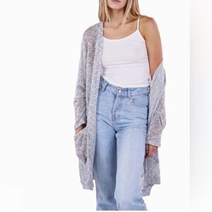 Anthropologie Maronie Labiz long grey open cardigan 3/4 sleeves loose fit sz S